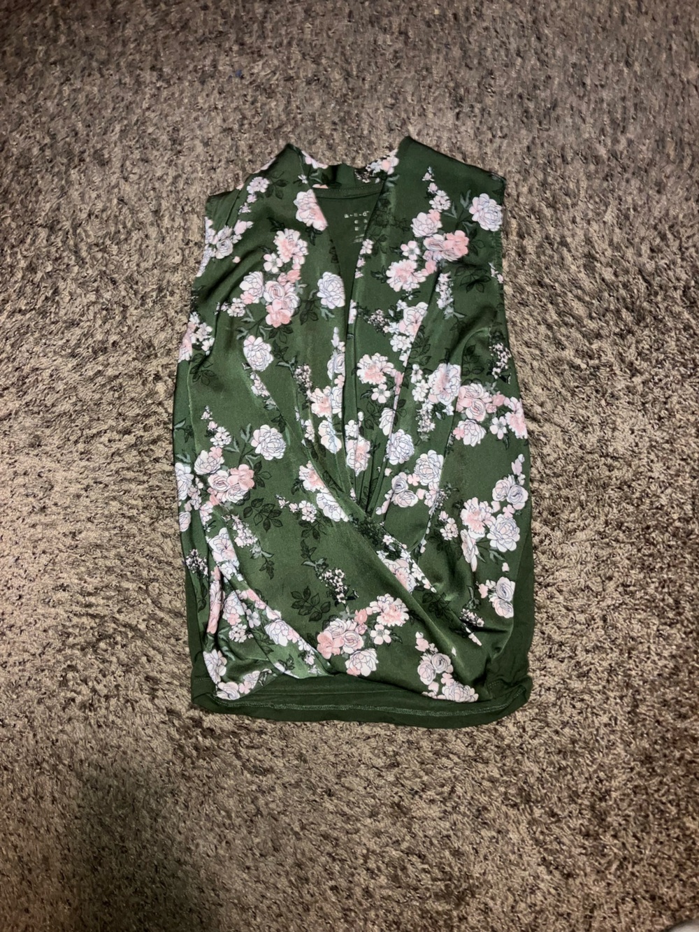 a new day Green Floral Sleeveless Twist-Front Blouse - Picture 1 of 3